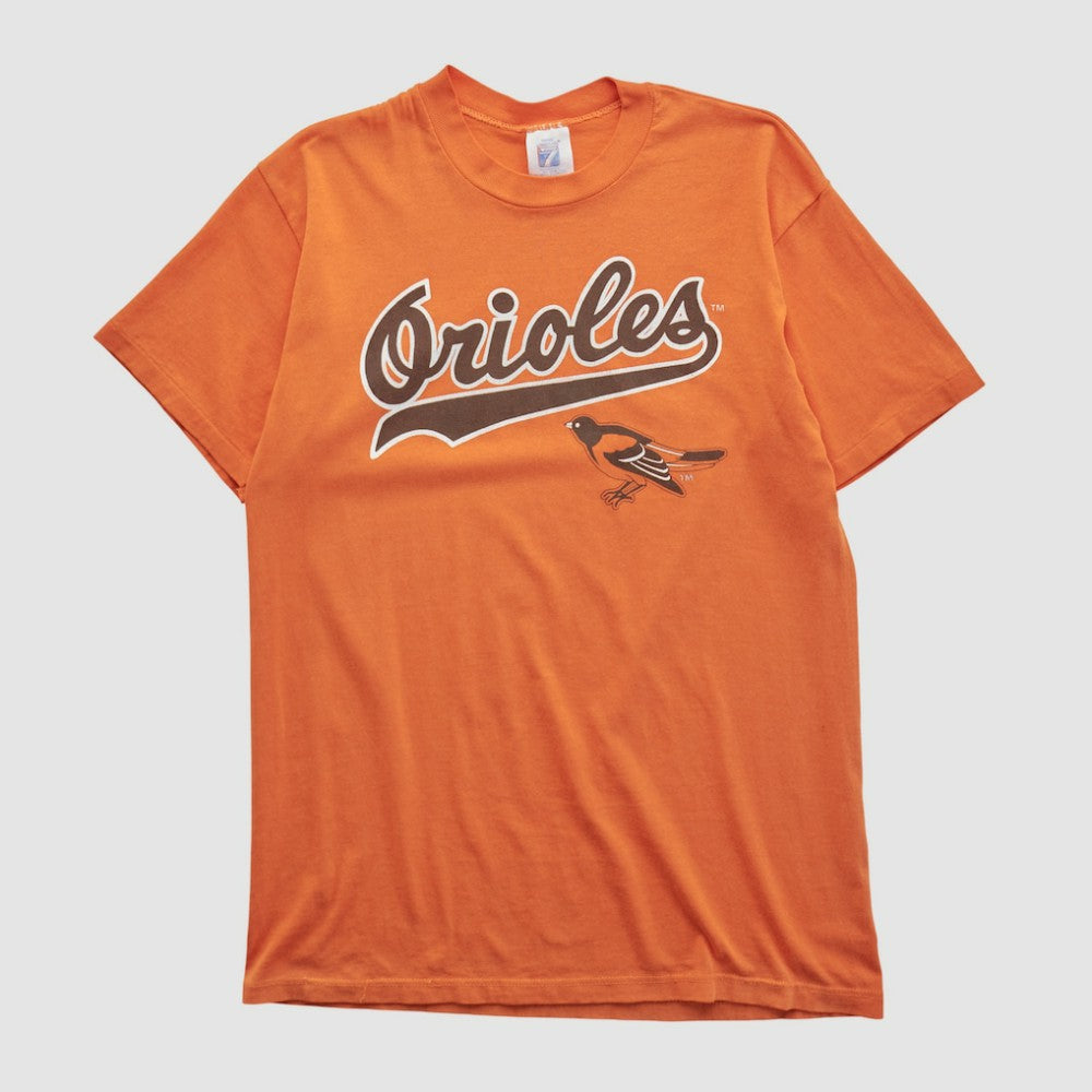 Orange Baltimore Orioles Logo 7 90s T-shirt