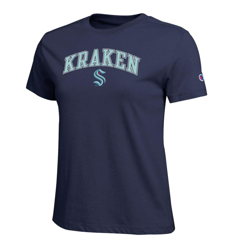 NHL Seattle Kraken Champion Women's Arch Mascot Logo T-Shirt