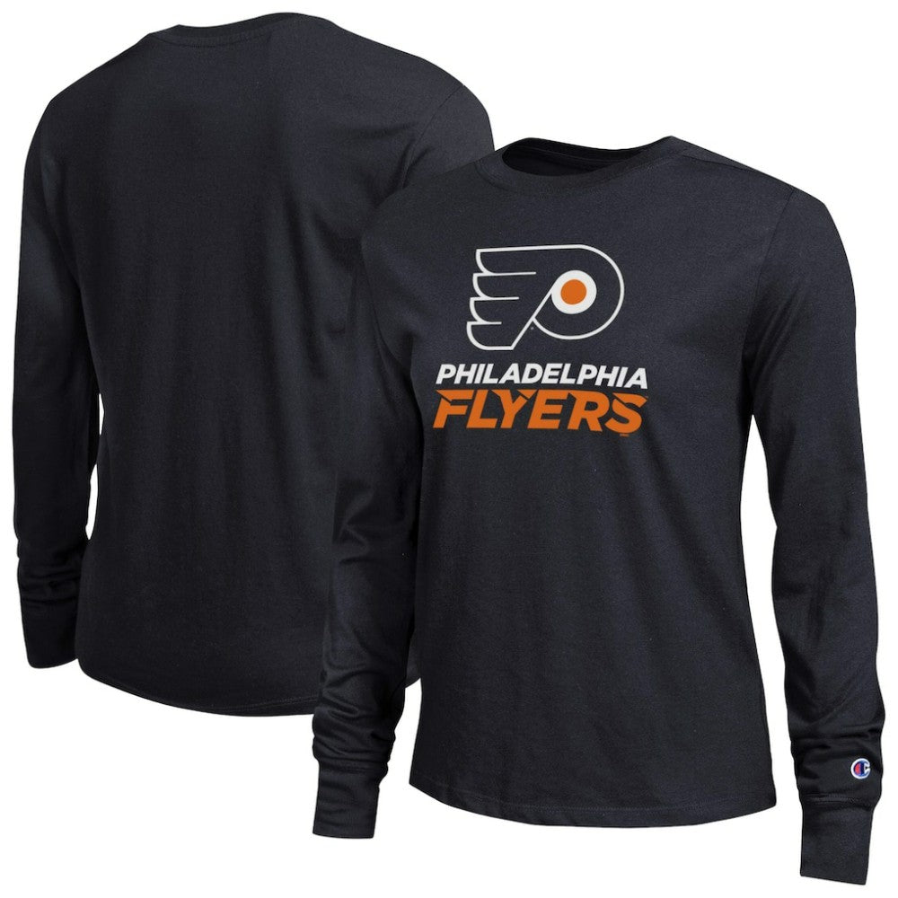 NHL Philadelphia Flyers Champion Women's Wordmark Lockup Long Sleeve T-Shirt