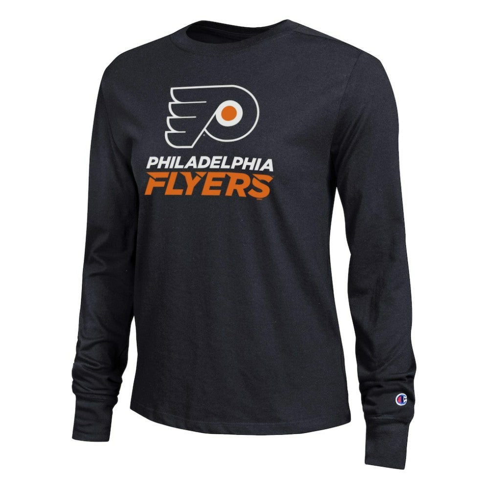NHL Philadelphia Flyers Champion Women's Wordmark Lockup Long Sleeve T-Shirt