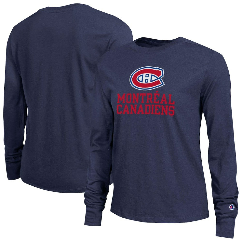 NHL Montreal Canadiens Champion Women's Wordmark Lockup Long Sleeve T-Shirt
