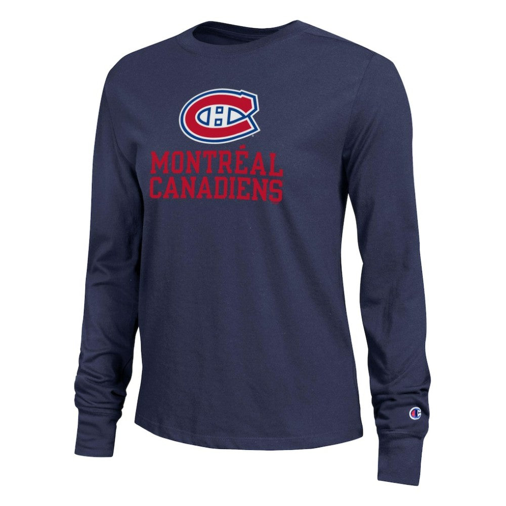 NHL Montreal Canadiens Champion Women's Wordmark Lockup Long Sleeve T-Shirt
