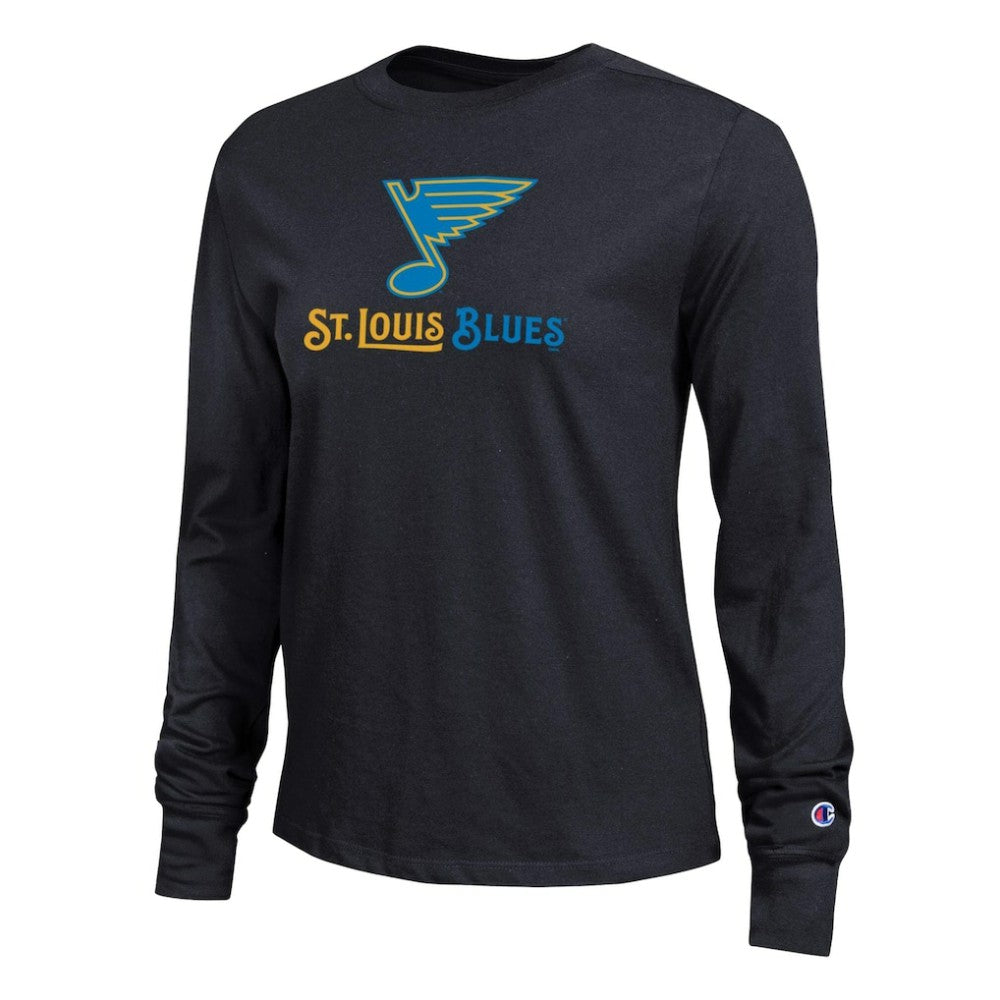 NHL St. Louis Blues Champion Women's Wordmark Lockup Long Sleeve T-Shirt