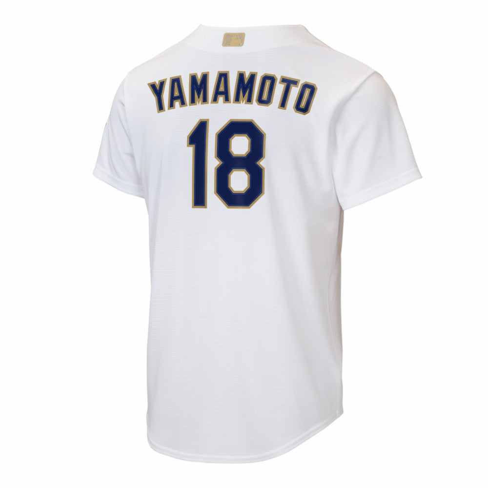 White Yoshinobu Yamamoto Los Angeles Dodgers Nike Youth 2026 Gold Collection Home Replica Jersey