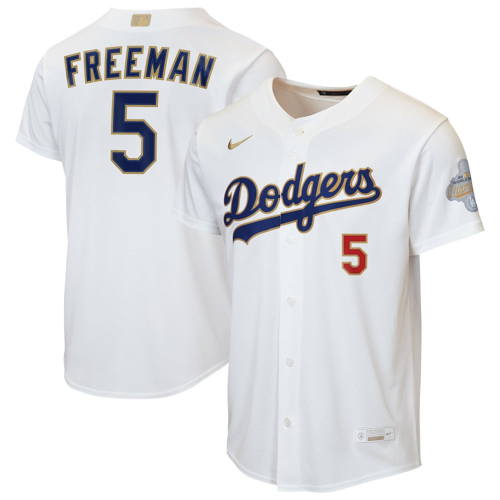 White Freddie Freeman Los Angeles Dodgers Nike Youth 2026 Gold Collection Home Replica Jersey