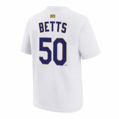White Mookie Betts Los Angeles Dodgers Nike Youth 2026 Gold Collection Name & Number T-Shirt