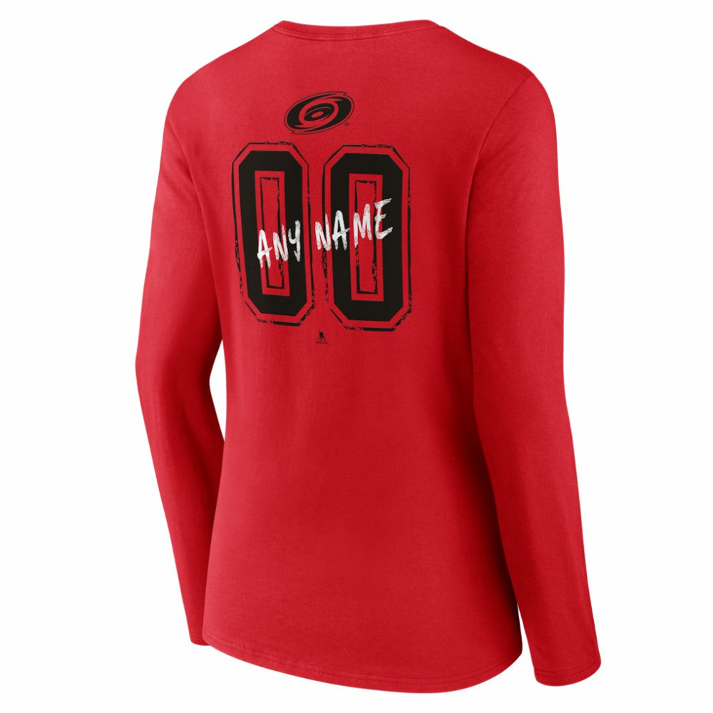 NHL Carolina Hurricanes Women's Hustle Personalized Name & Number Long Sleeve V-Neck T-Shirt