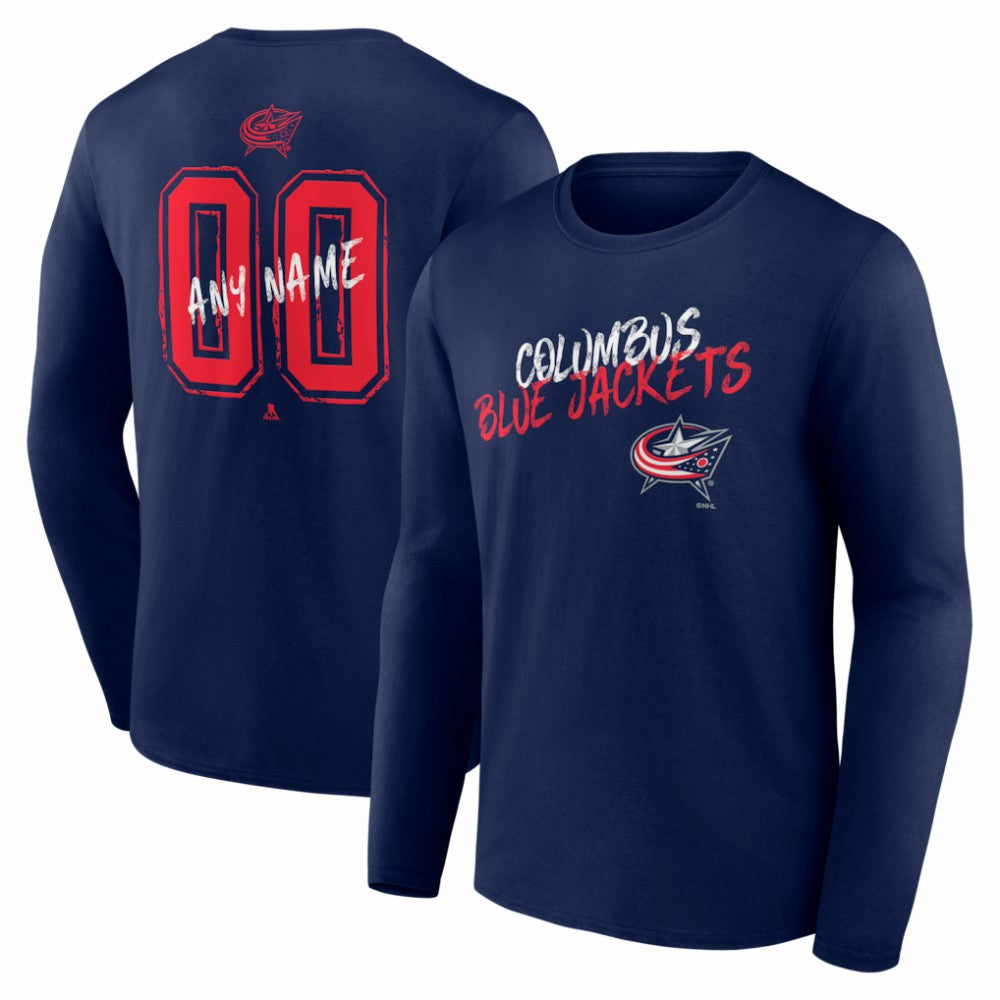 NHL Columbus Blue Jackets Hustle Personalized Name & Number Long Sleeve T-Shirt