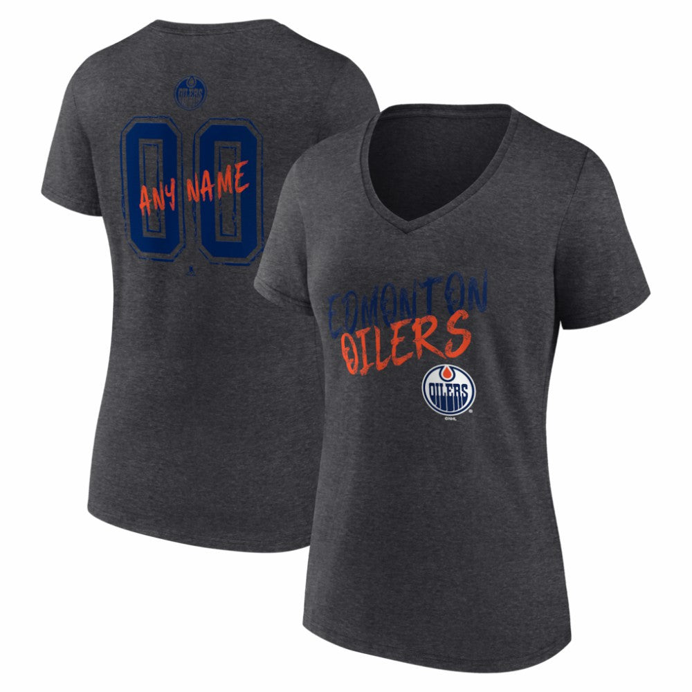 NHL Edmonton Oilers Women's Hustle Personalized Name & Number V-Neck T-Shirt