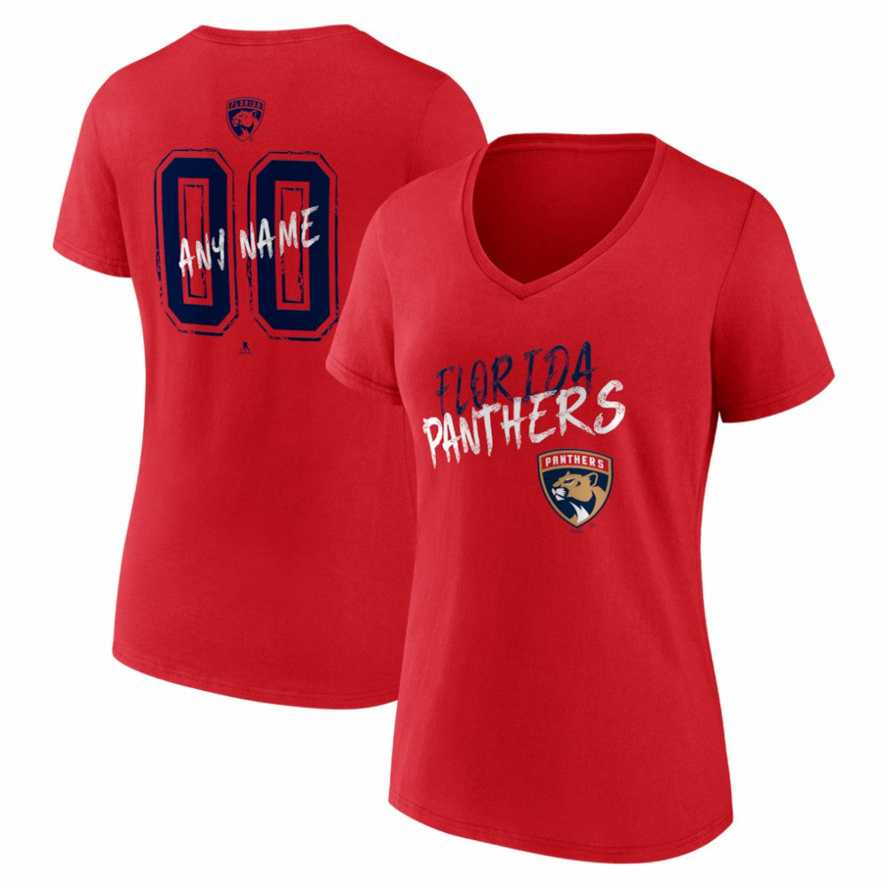 NHL Florida Panthers Women's Hustle Personalized Name & Number V-Neck T-Shirt