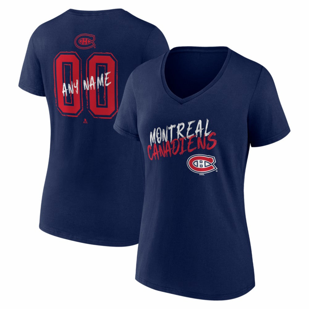 NHL Montreal Canadiens Women's Hustle Personalized Name & Number V-Neck T-Shirt