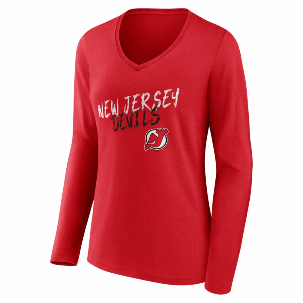 NHL New Jersey Devils Women's Hustle Personalized Name & Number Long Sleeve V-Neck T-Shirt