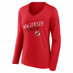 NHL New Jersey Devils Women's Hustle Personalized Name & Number Long Sleeve V-Neck T-Shirt