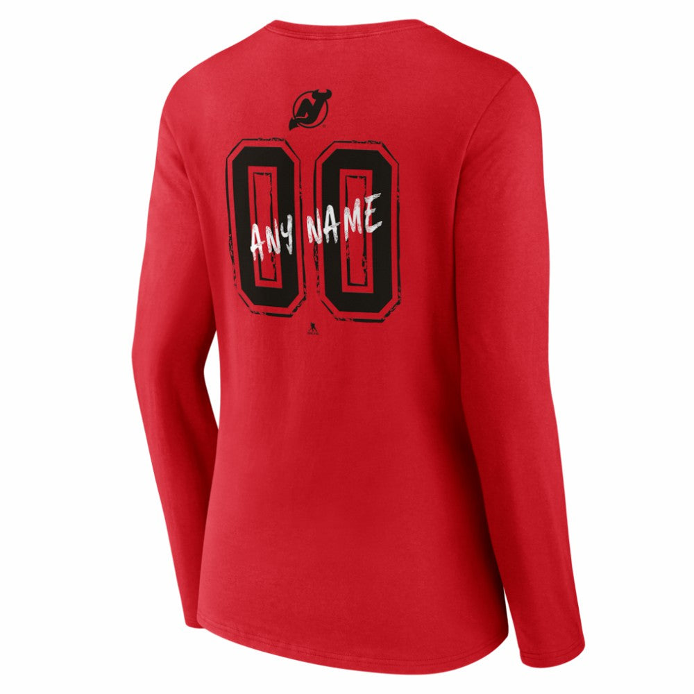 NHL New Jersey Devils Women's Hustle Personalized Name & Number Long Sleeve V-Neck T-Shirt