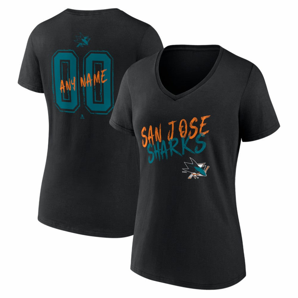 NHL San Jose Sharks Women's Hustle Personalized Name & Number V-Neck T-Shirt