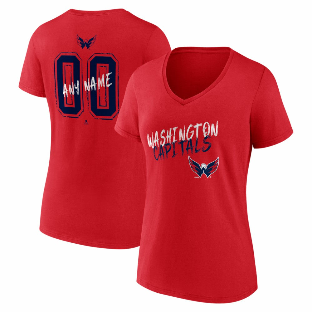 NHL Washington Capitals Women's Hustle Personalized Name & Number V-Neck T-Shirt