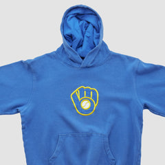 Blue Milwaukee Brewers Majestic 2000s Hooded Pullover Sweatshirt