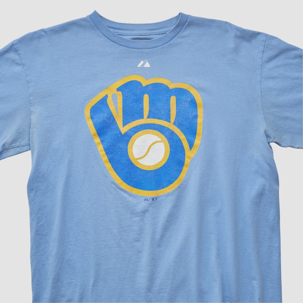 Light Blue Milwaukee Brewers Majestic 2000s T-shirt