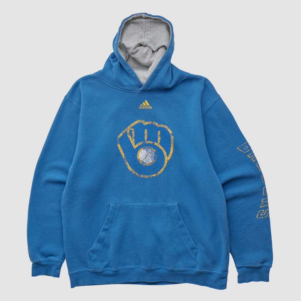Blue Milwaukee Brewers Adidas 2010s Hooded Pullover Sweatshirt