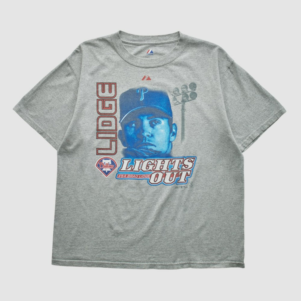 Heather Gray Brad Lidge Majestic 2000s T-shirt