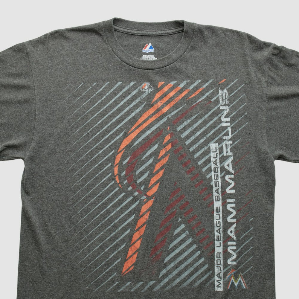 Dark Heather Gray Miami Marlins Majestic 2000s T-shirt