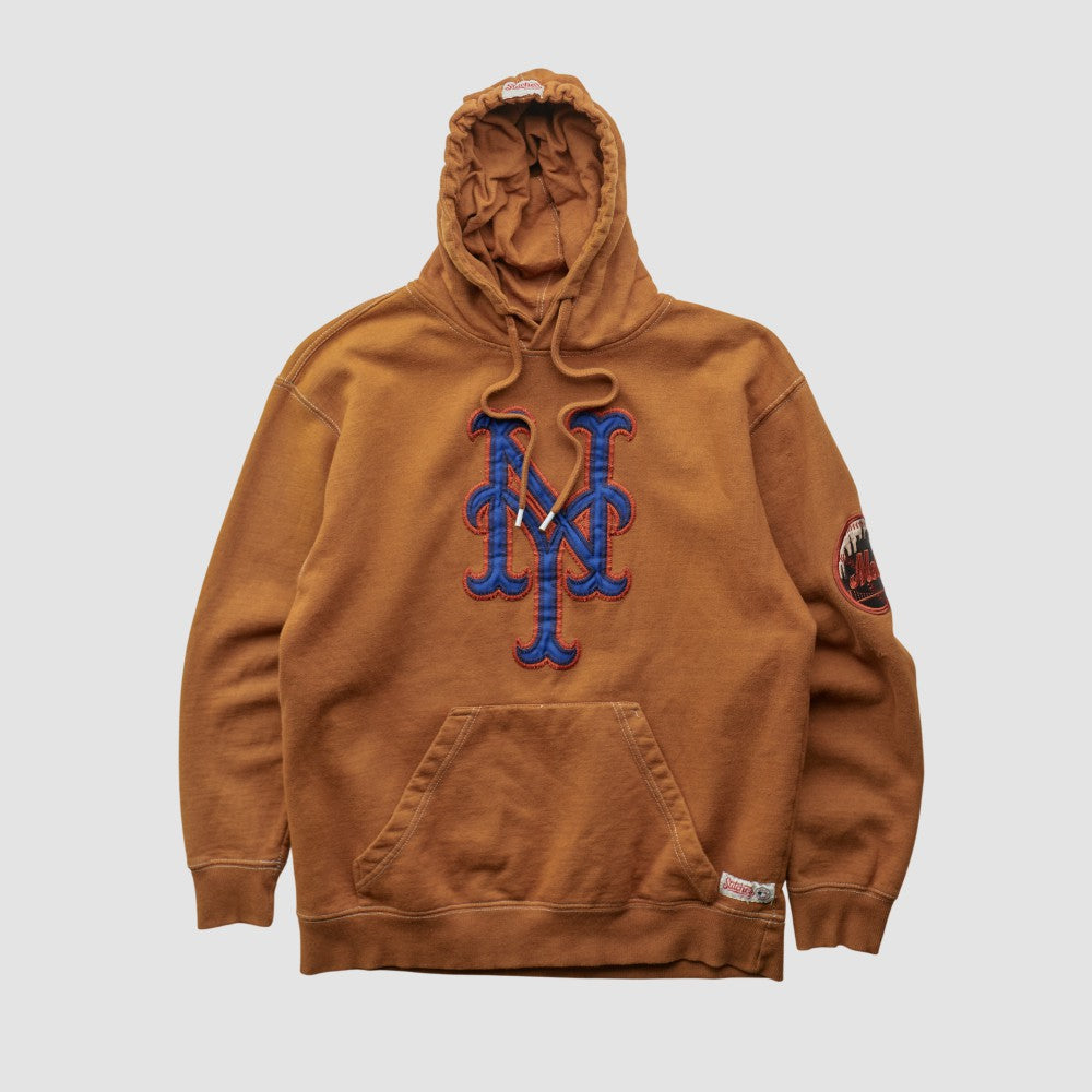Clay New York Mets Stitches 2000s Hooded Pullover Sweatshirt