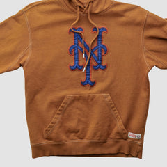 Clay New York Mets Stitches 2000s Hooded Pullover Sweatshirt