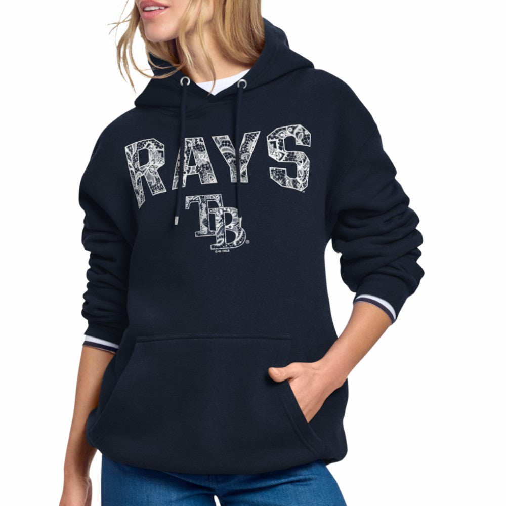 Navy Tampa Bay Rays Starter Women's Lace Team Lockup Fleece Hoodie