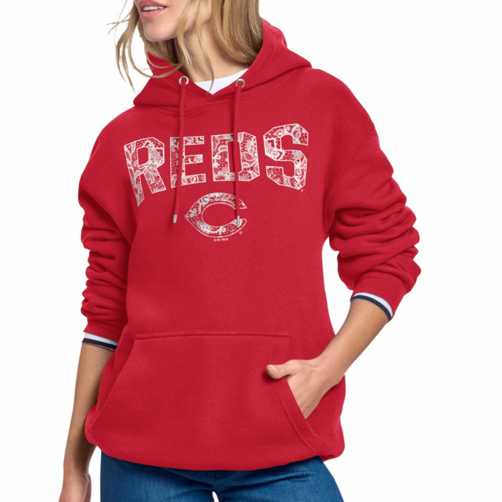 Red Cincinnati Reds Starter Women's Lace Team Lockup Fleece Hoodie
