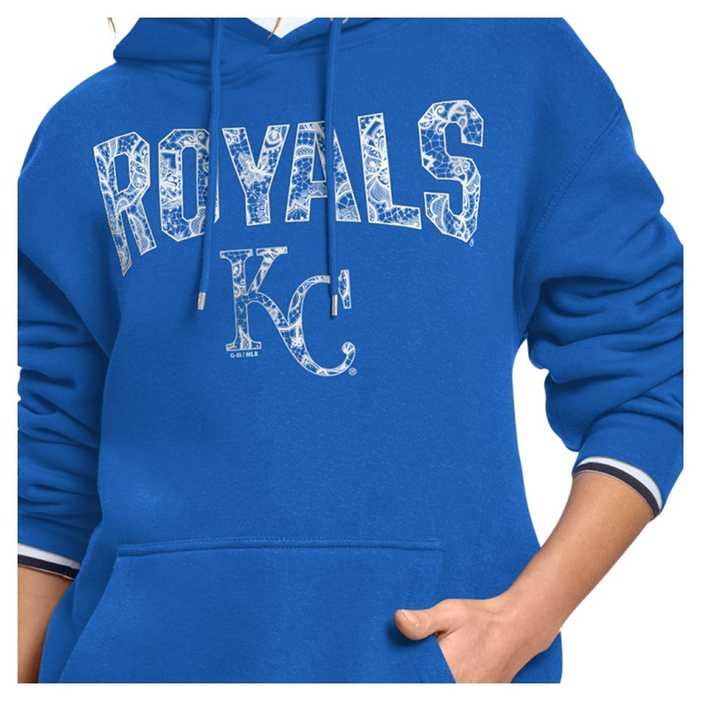 Royal Kansas City Royals Starter Women's Lace Team Lockup Fleece Hoodie
