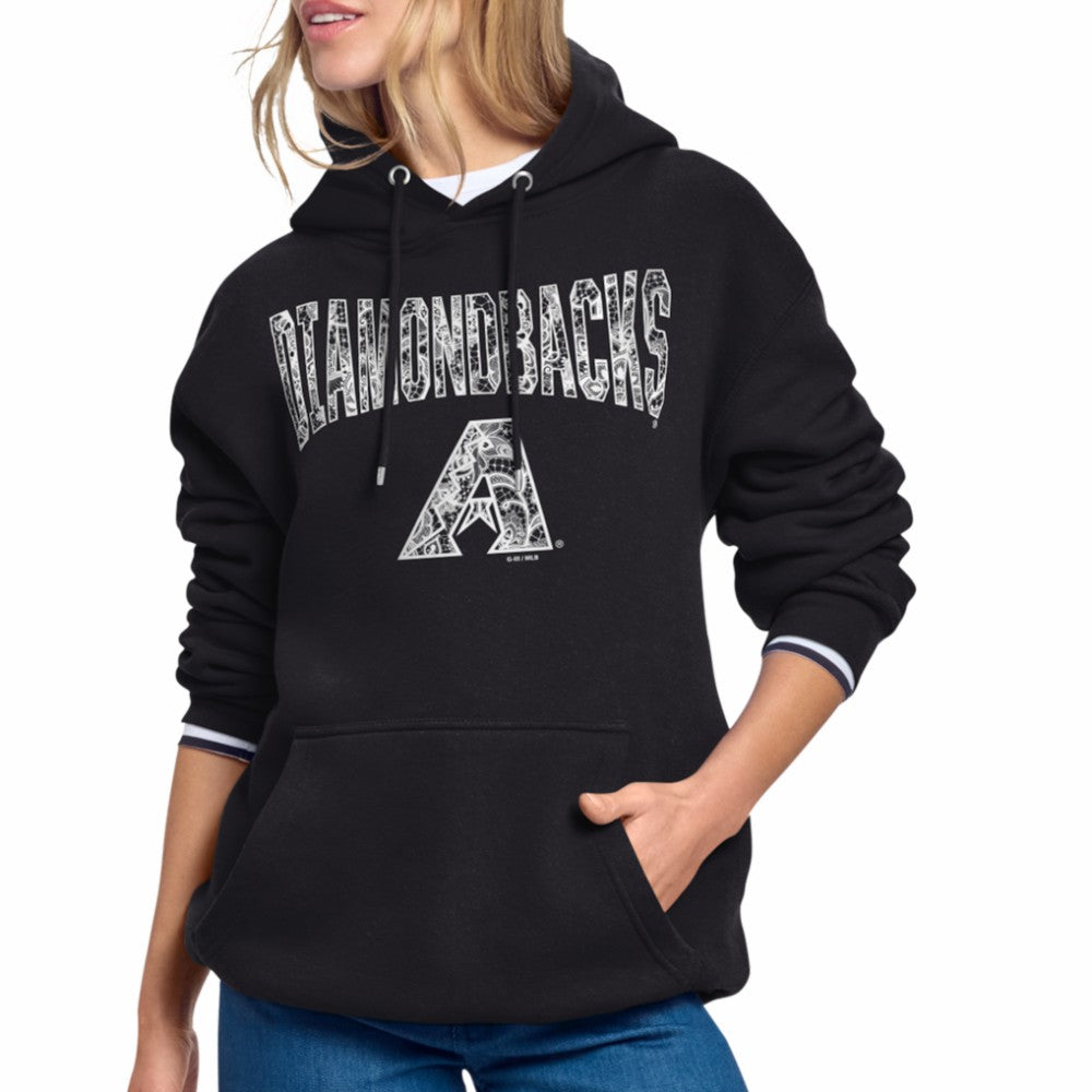 Black Arizona Diamondbacks Starter Women's Lace Team Lockup Fleece Hoodie