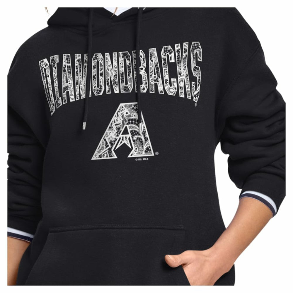 Black Arizona Diamondbacks Starter Women's Lace Team Lockup Fleece Hoodie