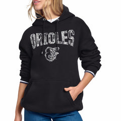 Black Baltimore Orioles Starter Women's Lace Team Lockup Fleece Hoodie
