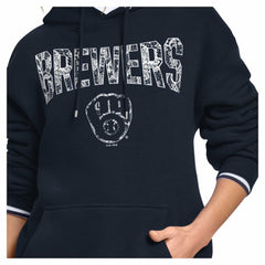Navy Milwaukee Brewers Starter Women's Lace Team Lockup Fleece Hoodie