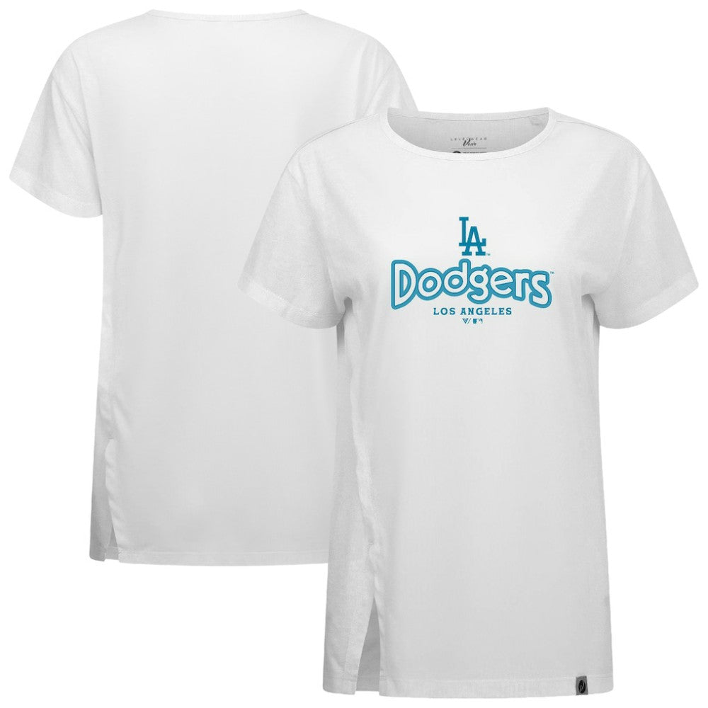 White Los Angeles Dodgers Levelwear Women's Blue Haven Influx Cornerstone T-Shirt