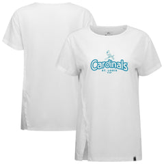 White St. Louis Cardinals Levelwear Women's Blue Haven Influx Cornerstone T-Shirt