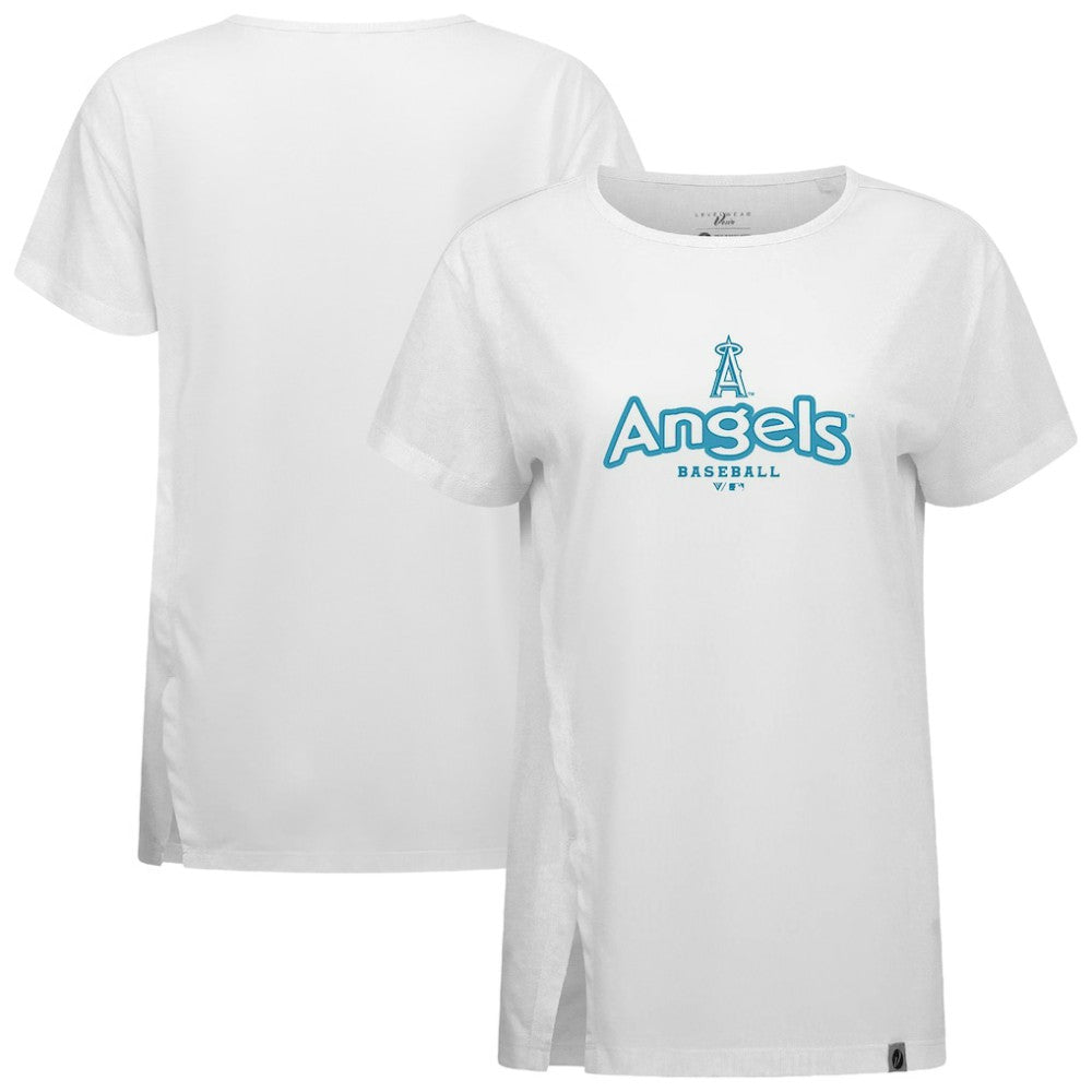 White Los Angeles Angels Levelwear Women's Blue Haven Influx Cornerstone T-Shirt