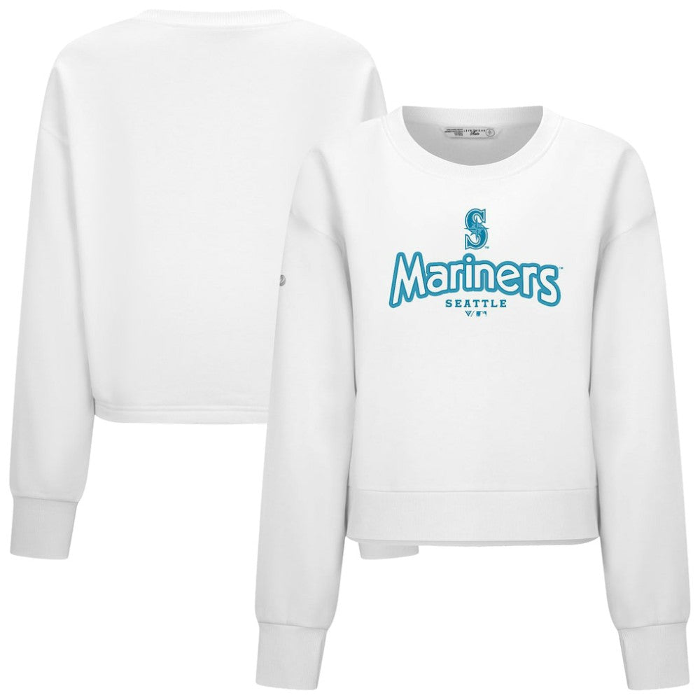 White Seattle Mariners Levelwear Women's Judd Cornerstone Cropped Sweatshirt
