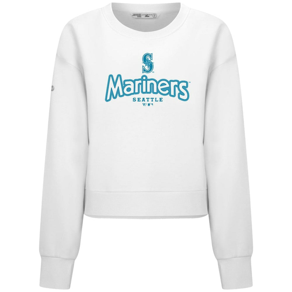 White Seattle Mariners Levelwear Women's Judd Cornerstone Cropped Sweatshirt