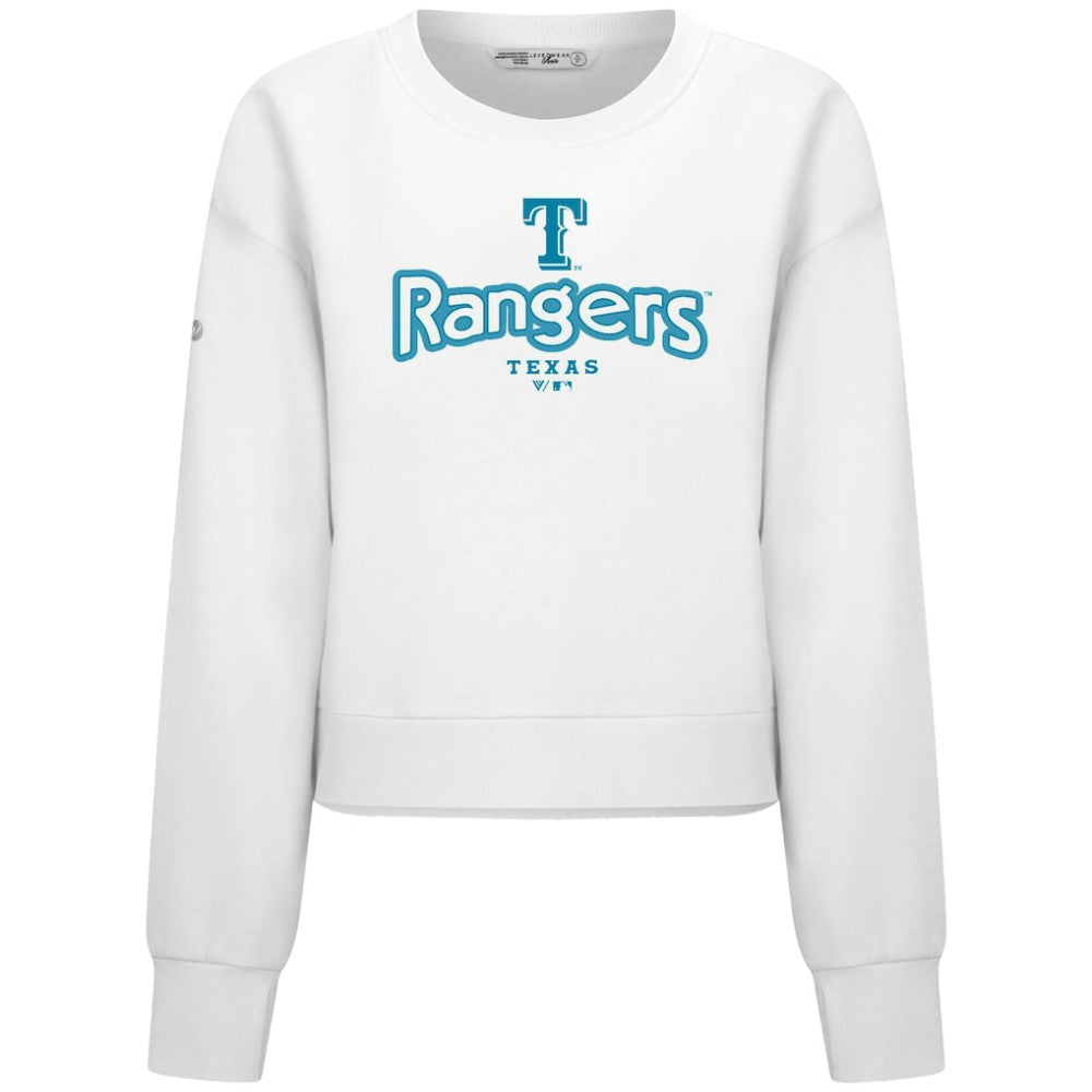 White Texas Rangers Levelwear Women's Judd Cornerstone Cropped Sweatshirt
