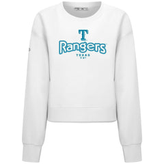 White Texas Rangers Levelwear Women's Judd Cornerstone Cropped Sweatshirt