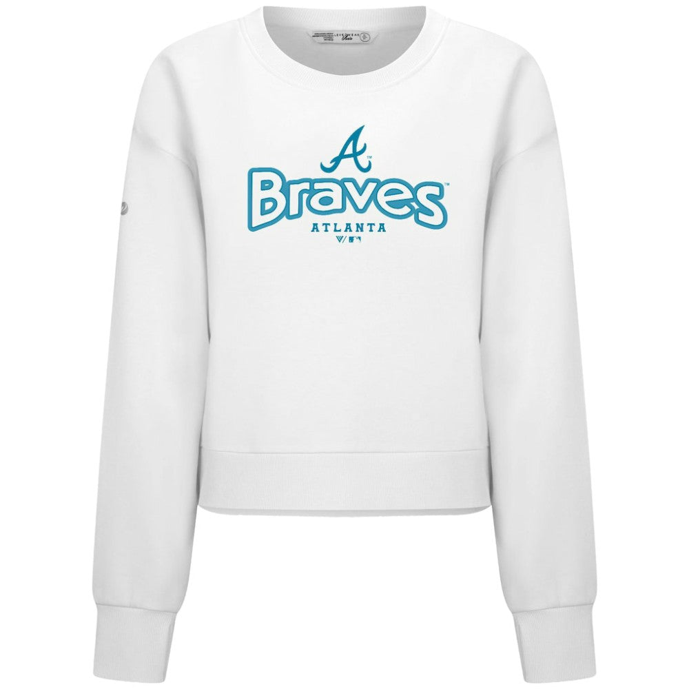 White Atlanta Braves Levelwear Women's Judd Cornerstone Cropped Sweatshirt