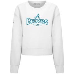 White Atlanta Braves Levelwear Women's Judd Cornerstone Cropped Sweatshirt