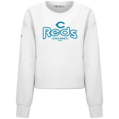White Cincinnati Reds Levelwear Women's Judd Cornerstone Cropped Sweatshirt