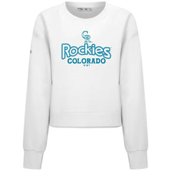 White Colorado Rockies Levelwear Women's Judd Cornerstone Cropped Sweatshirt