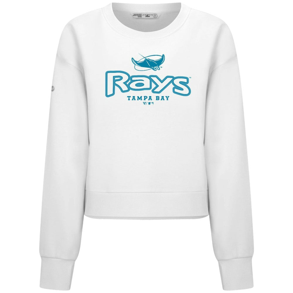 White Tampa Bay Rays Levelwear Women's Judd Cornerstone Cropped Sweatshirt
