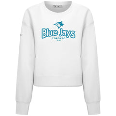 White Toronto Blue Jays Levelwear Women's Judd Cornerstone Cropped Sweatshirt