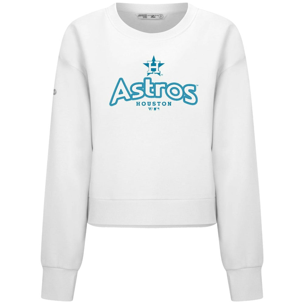 White Houston Astros Levelwear Women's Judd Cornerstone Cropped Sweatshirt