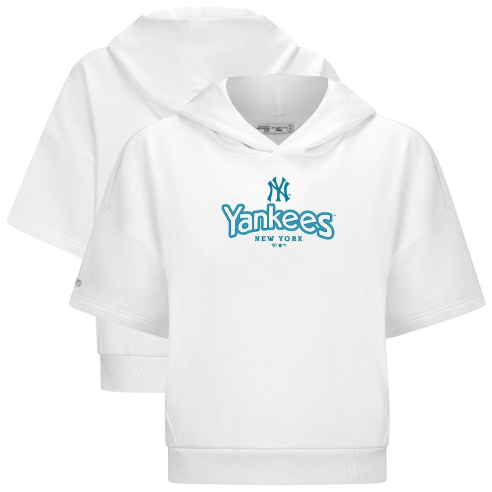White New York Yankees Levelwear Women's Amber Short Sleeve Cornerstone Hoodie