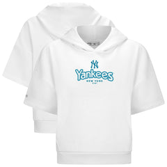 White New York Yankees Levelwear Women's Amber Short Sleeve Cornerstone Hoodie